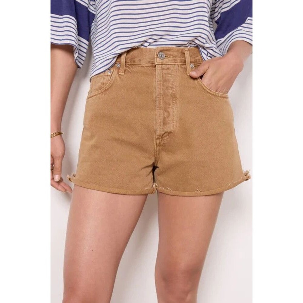 Citizens of Humanity Marlow Shorts Topaz Brown Size 27 High-Rise Button Fly